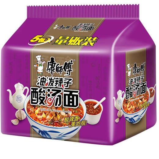 【亚欧超市】康师傅油泼辣子酸汤面87.5g*5 商品图0