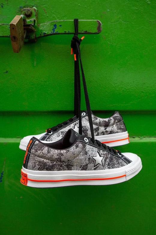 原装硫化工艺#市面最为正确PU硅蓝中底#金属质感 + 水晶外底 匡威一星系列经典低帮复古皮革休闲百搭硫化板鞋“黑橙银金属绣”165743C 商品图2