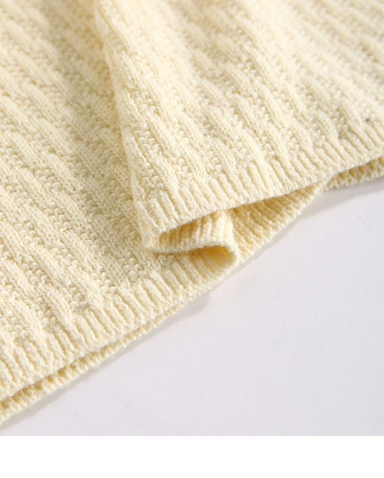 312606014初棉100全棉定制针型日系温柔淡奶黄半袖防晒开衫v领短袖