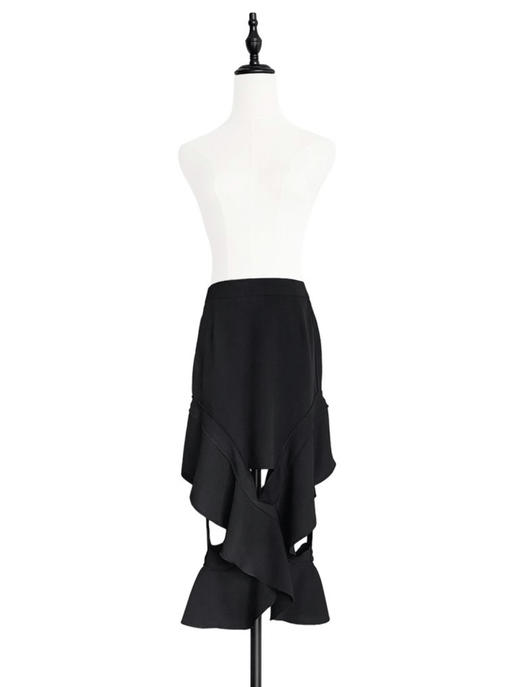 TYNVIE 褶边剪裁包臀裙 - 黑色 商品图1