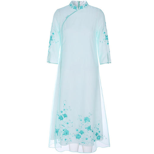 KDS-880中国风刺绣新款复古气质绣花欧根纱连衣裙 商品图4