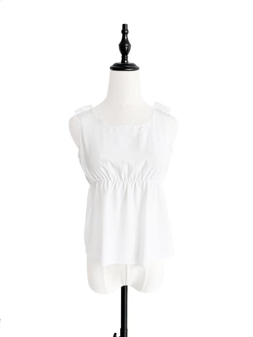 TYNVIE 缝边高腰真丝背心 - 白色 商品图1