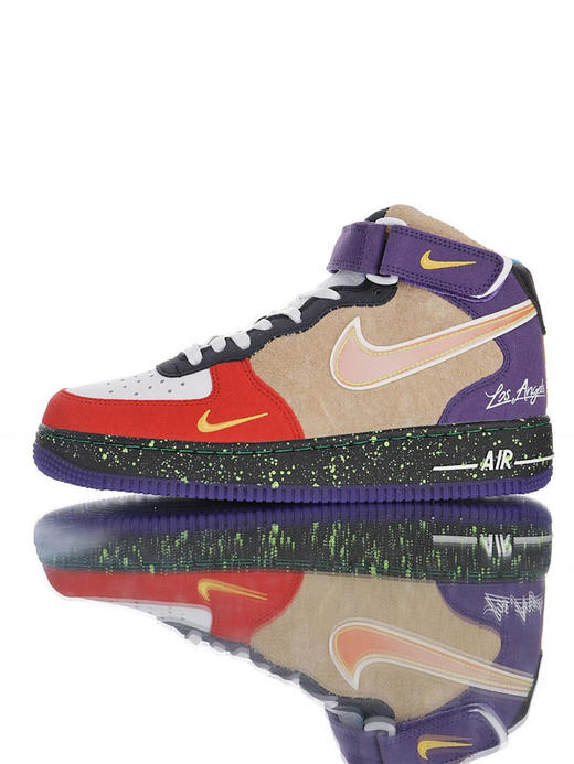 耐克 Nike Air Force 1"What The LA" 洛杉矶球队主题鞋款 原模具开发打造 硬质荔枝纹移膜革材质 内置全掌air sole气垫 洛杉矶彩虹拼接鸳鸯 商品图0