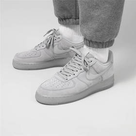 耐克Nike Air Force 1 Low '07 Suede 海外限定 台丝光翻毛皮拼接尼龙布鞋面 内置全掌air sole气垫 空军一号 麂皮雾狼灰配色