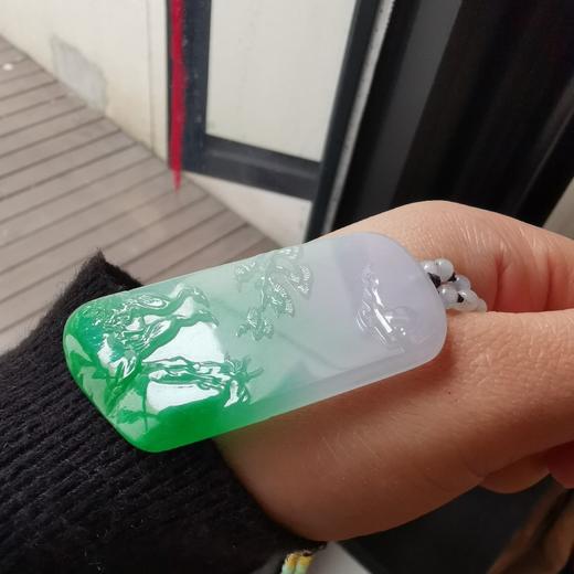 特色椿带彩翡翠牌—鹣鲽情深 商品图1