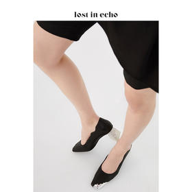 【微瑕疵不退不换】设计师 lost in echo 不规则铁头波浪浅口单鞋 黑色通勤高跟鞋女