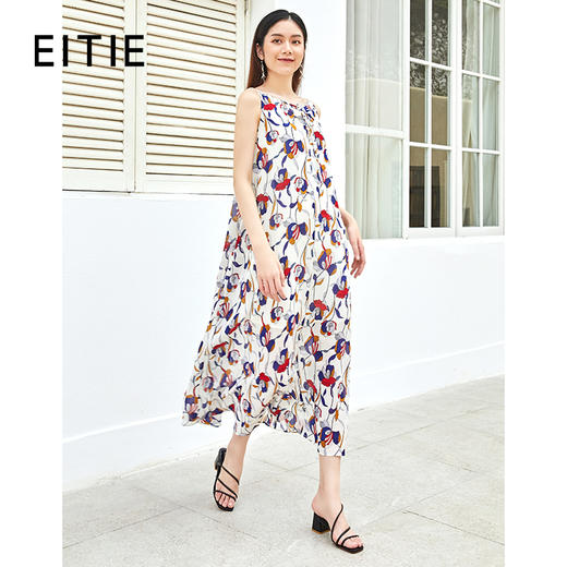 EITIE爱特爱商场同款夏季新款时尚优雅度假风圆领印花连衣裙5507283 商品图1