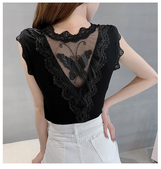 XY-992318新款修身显瘦莫代尔花边内搭后背蝴蝶吊带背心女WY 商品图2