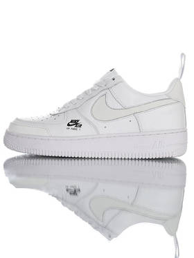 耐克 Nike Air Force 1 ´07 Low Premium 镂空钩子 荔枝纹牛移膜革 内置全掌air sole气垫 空军一号 皮革白黑3M钩配色