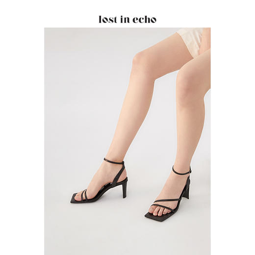 lost in echo 设计师脚环细带方头凉鞋 复古通勤高跟鞋 商品图4