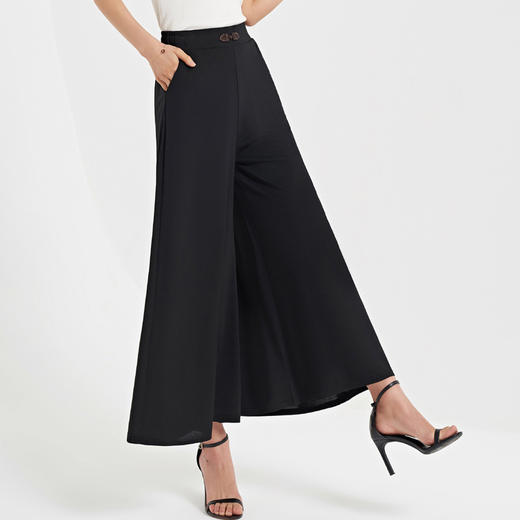 MQ-1942-A852夏季新款气质高腰大码长款阔腿九分裙裤XCX 商品图3