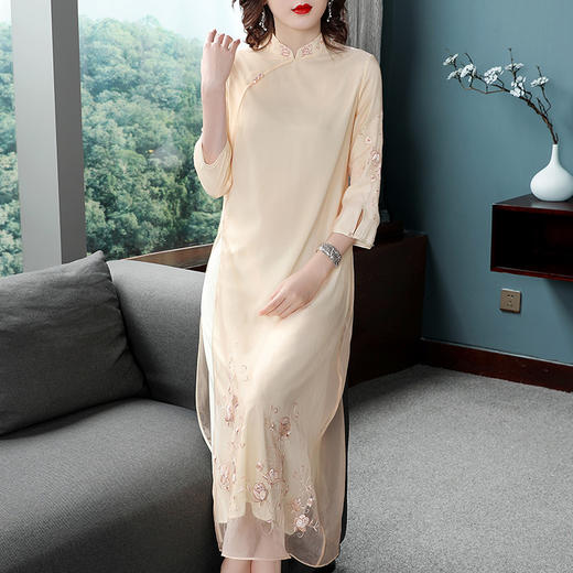 KDS-880中国风刺绣新款复古气质绣花欧根纱连衣裙 商品图1
