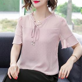 MQ-1268-2007夏装新款洋气短袖雪纺小衫XCX