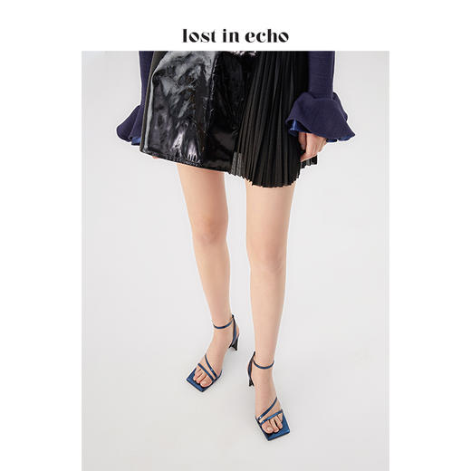 lost in echo 设计师脚环细带方头凉鞋 复古通勤高跟鞋 商品图2