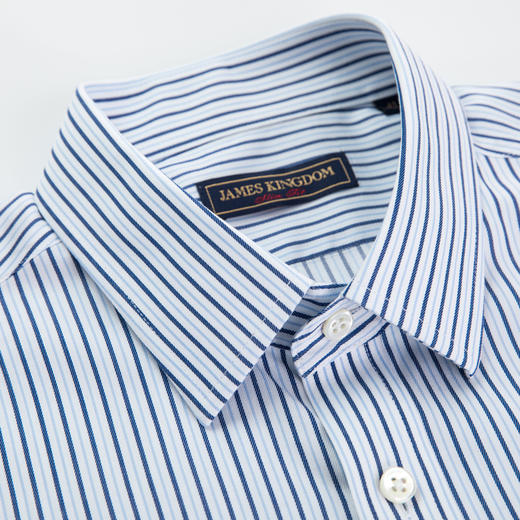 jameskingdom占姆士免烫商务条纹衬衫修身深蓝BA1A7C32806 商品图1