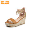 商场同款 | Safiya/索菲娅夏季新商场同款坡跟编织流苏女凉鞋SF82115081 商品缩略图0