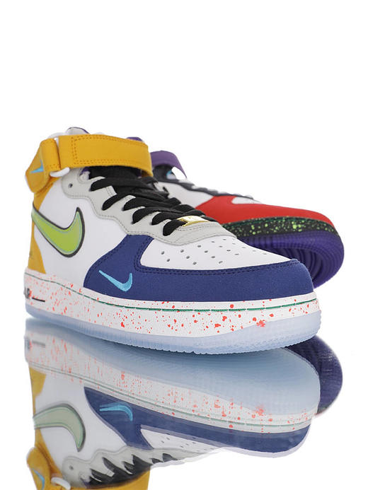 耐克 Nike Air Force 1"What The LA" 洛杉矶球队主题鞋款 原模具开发打造 硬质荔枝纹移膜革材质 内置全掌air sole气垫 洛杉矶彩虹拼接鸳鸯 商品图2