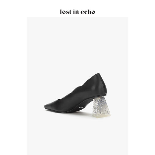 【微瑕疵不退不换】设计师 lost in echo 不规则铁头波浪浅口单鞋 黑色通勤高跟鞋女 商品图4