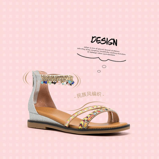 商场同款 | Safiya索菲娅夏季中空后包坡跟拼色凉鞋女鞋SF92115066 商品图2