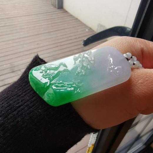 特色椿带彩翡翠牌—鹣鲽情深 商品图3