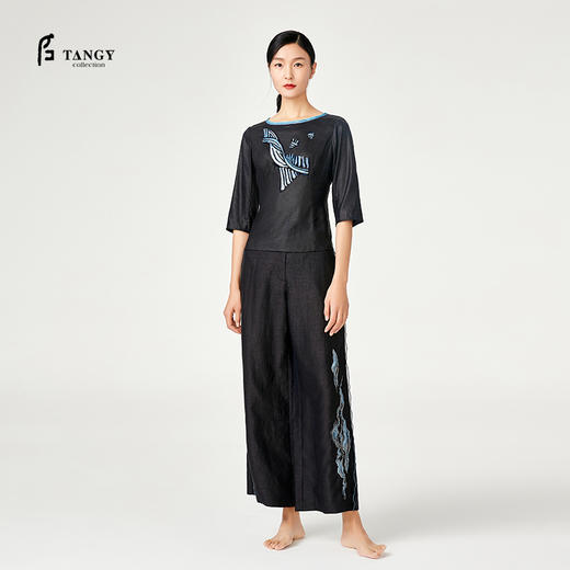 TANGY Collection天意莨绸绣花长裤 商品图2