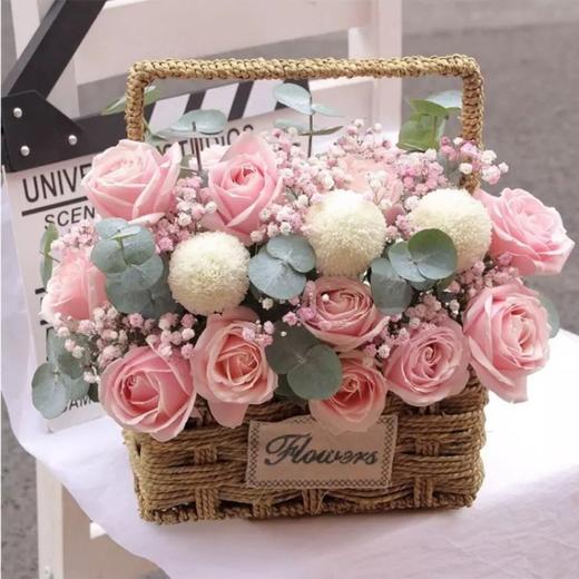 时尚花篮001款粉玫瑰