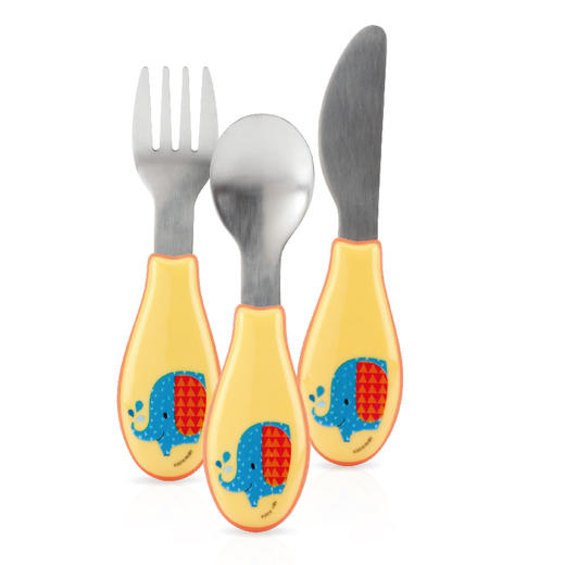 Nuby努比宝宝餐具不锈钢叉勺套装 婴儿餐具勺子喂养勺叉子三件装NUB-55715 商品图4