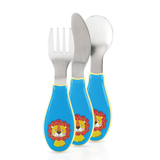 Nuby努比宝宝餐具不锈钢叉勺套装 婴儿餐具勺子喂养勺叉子三件装NUB-55715 商品图6