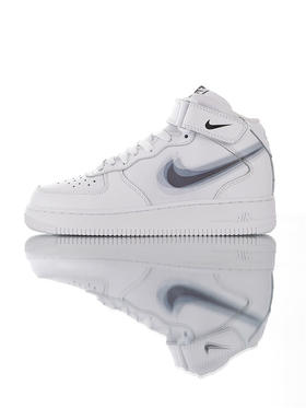 耐克Nike Air Force 1 '07 LV8 原模具开发打造 采用硬质头层牛皮革 内置全掌air sole气垫 耐克空军低帮经典百搭休闲运动板鞋 皮革白灰黑重影钩