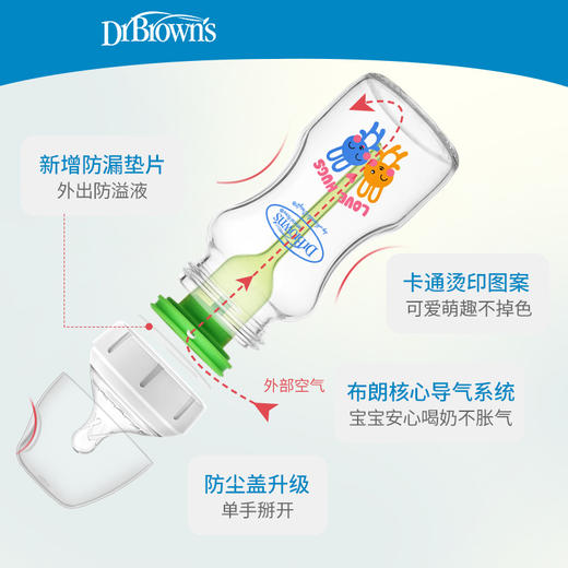 布朗博士爱宝选Plus婴儿玻璃奶瓶宽口径奶瓶防胀气奶瓶晶彩版 商品图4
