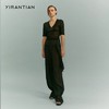 YIRANTIAN2020春夏新款黑色白色粉色翻领收腰后背系带针织上衣 YRT20SS-K07BLK 商品缩略图3
