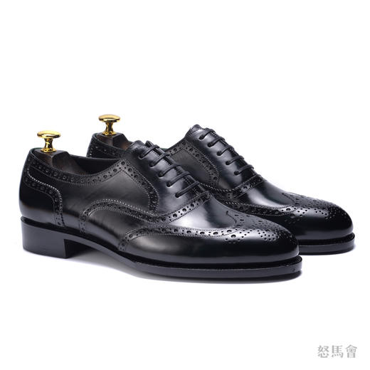 rome手工固特异法国小牛皮手工擦色墨绿色牛津布洛克鞋