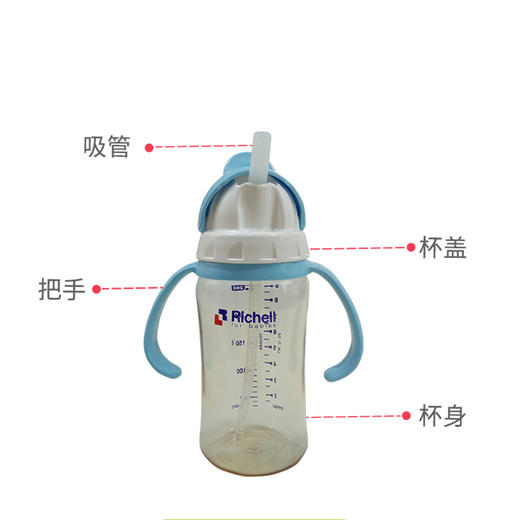 Richell利其尔 ppsu儿童吸管杯防摔学饮杯宝宝水杯婴儿吸管奶瓶 商品图2