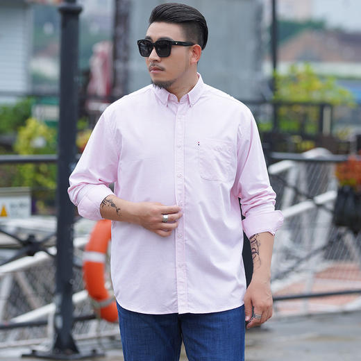 【新款DM】大依优型大码衬衣多色大码长袖衬衫男显瘦宽松透气上衣绅士休闲商务 商品图3
