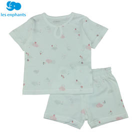 丽婴房-内衣类（夏）C9一粒扣短袖套装 60支双面布祥云