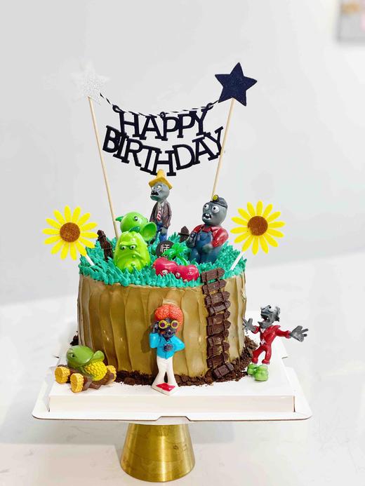 植物大战僵尸系列主题蛋糕，外部原味奶油调色，夹心口味可按喜好选择 商品图4