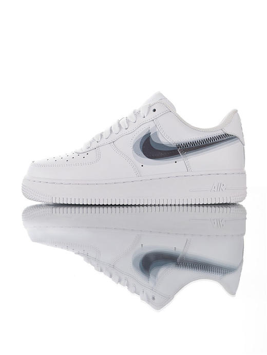 耐克Nike Air Force 1 '07 LV8 原模具开发打造 采用硬质头层牛皮革 内置全掌air sole气垫 耐克空军低帮经典百搭休闲运动板鞋 皮革白灰黑重影钩 商品图2