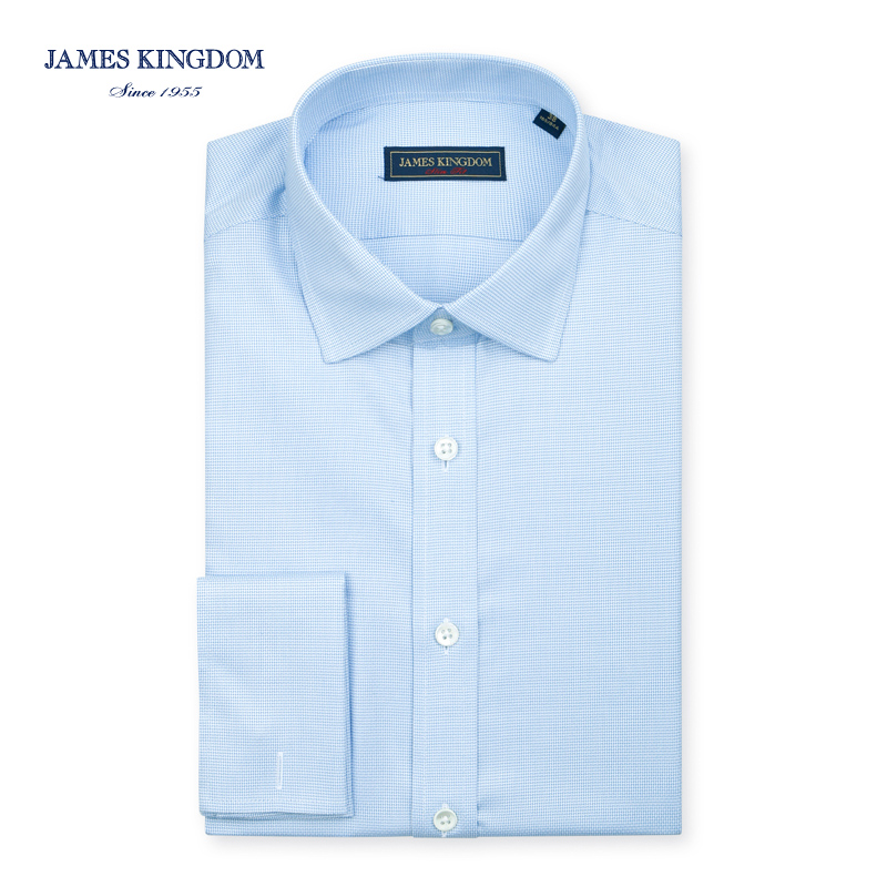 Jameskingdom占姆士男士商务免烫浅蓝长袖衬衫BA1A8C114