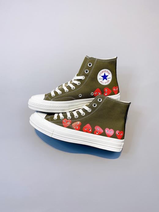 CDG Play x Converse 1970s  官方配色 高帮 发售正确小盒  正确PU蓝底 匡威川久保玲 Play爱心联名帆布鞋 原盒原标  多心 心 绿高 绿低 白高 白低 黑高 黑低 商品图2