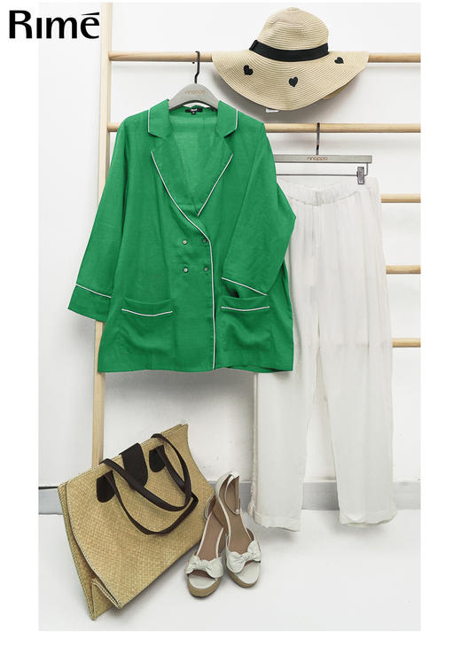 莱赛尔天丝麻直身长袖开襟上衣39043 商品图3