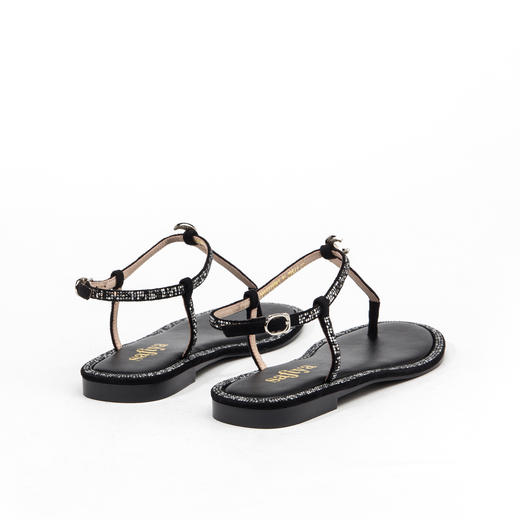 Safiya索菲娅商场同款夏季丁字式扣带平底夹趾凉鞋中空女鞋子SF92115087 商品图3