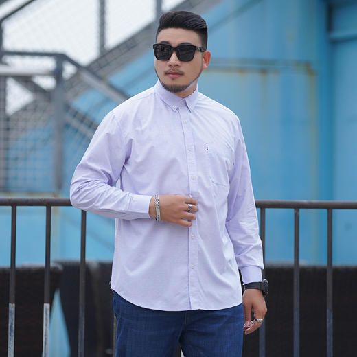 【新款DM】大依优型大码衬衣多色大码长袖衬衫男显瘦宽松透气上衣绅士休闲商务 商品图2