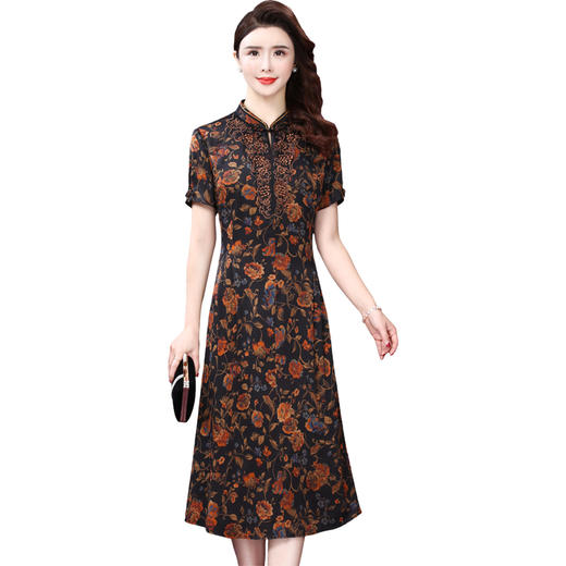 WXY-W-LI-A2062夏装新款重磅真丝莨绸中长款香云纱裙连衣裙 商品图4