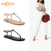 Safiya索菲娅商场同款夏季丁字式扣带平底夹趾凉鞋中空女鞋子SF92115087 商品缩略图1