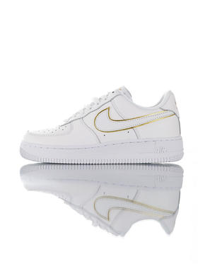 耐克Nike Air Force 1 '07 采用荔枝纹牛皮革 内置全掌air sole气垫 空军一号经典百搭休闲运动板鞋 皮革白金边钩