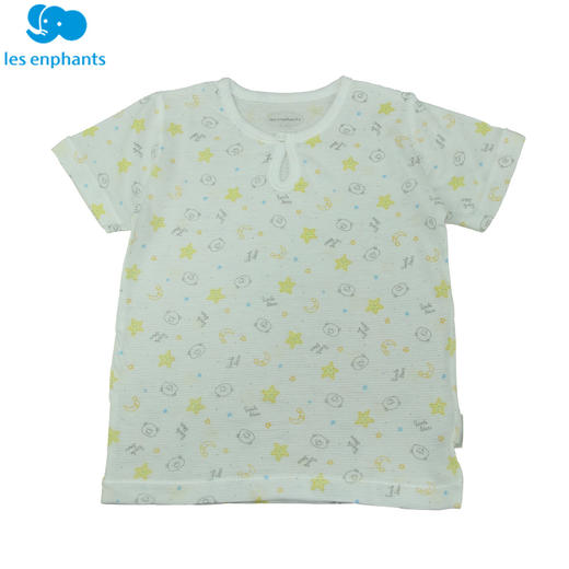 丽婴房-内衣类（夏）C9一粒扣短袖套装 超薄提条小熊星 商品图1