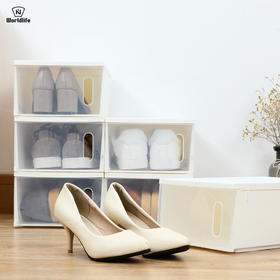 日本 Worldlife和匠 创意款组合式侧开塑料收纳鞋盒 透明可叠加