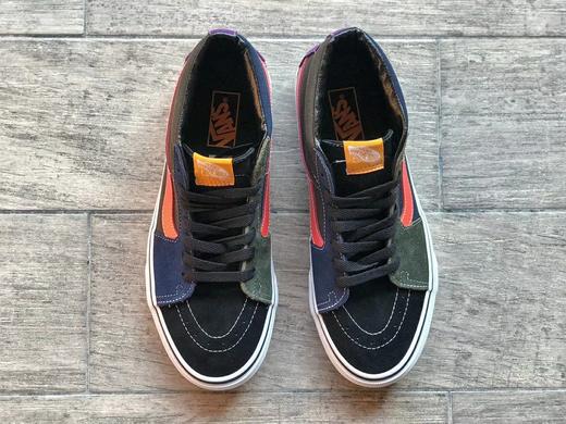 Vans SK8-Mid撞色拼接鸳鸯彩色秋季中帮男女板鞋 VN0A3WM3TGN/TBZ 型号;AS28  工艺：硫化1:1（重量1:1、真标、原钢印、材质标、鞋型标、合格证） 商品图1