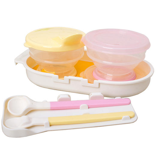 贝亲婴儿餐具 硅胶软头勺子宝宝碗哺喂套装儿童辅食碗勺DA40 商品图1