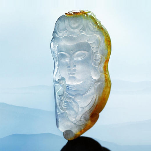 派瑞翡翠 翡翠观音 冰糯种 黄翡 商品图0